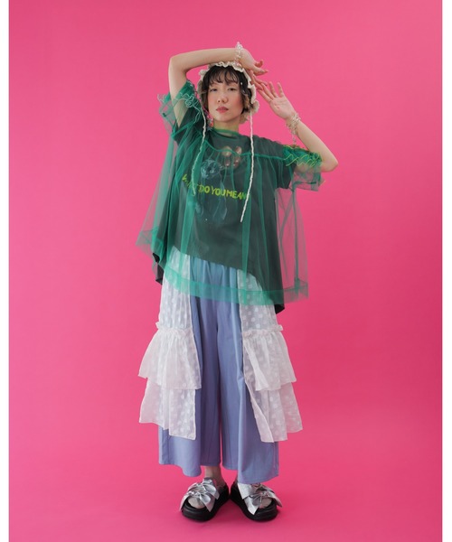 unica（ユニカ）の「alphabetオーガンジースカートパンツ  laides（その他パンツ・レディース・ネイビー/チャコールグレー×ブラック/ライトブルー・F）」の10枚目の写真