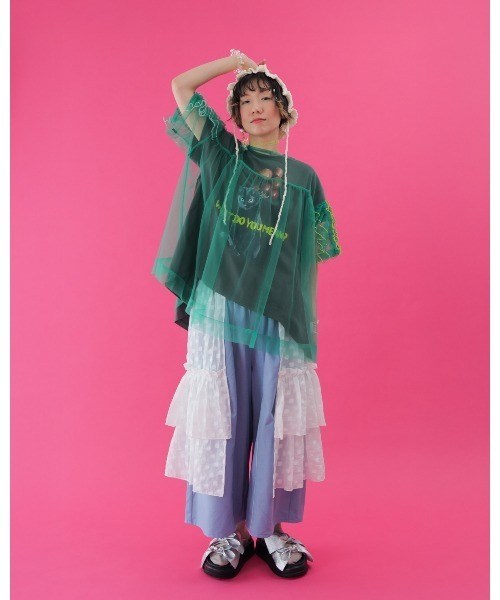 unica（ユニカ）の「alphabetオーガンジースカートパンツ  laides（その他パンツ・レディース・ネイビー/チャコールグレー×ブラック/ライトブルー・F）」の11枚目の写真