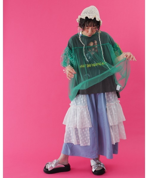 unica（ユニカ）の「alphabetオーガンジースカートパンツ  laides（その他パンツ・レディース・ネイビー/チャコールグレー×ブラック/ライトブルー・F）」の13枚目の写真