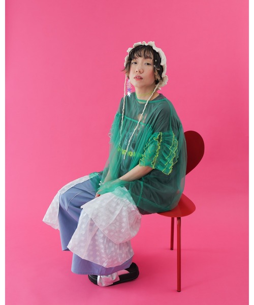 unica（ユニカ）の「alphabetオーガンジースカートパンツ  laides（その他パンツ・レディース・ネイビー/チャコールグレー×ブラック/ライトブルー・F）」の14枚目の写真