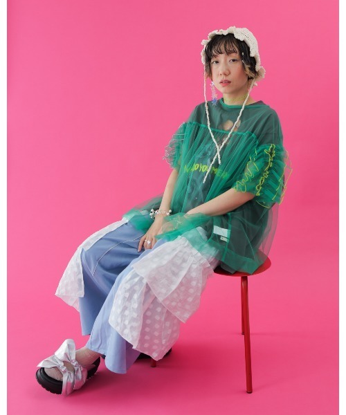unica（ユニカ）の「alphabetオーガンジースカートパンツ  laides（その他パンツ・レディース・ネイビー/チャコールグレー×ブラック/ライトブルー・F）」の15枚目の写真