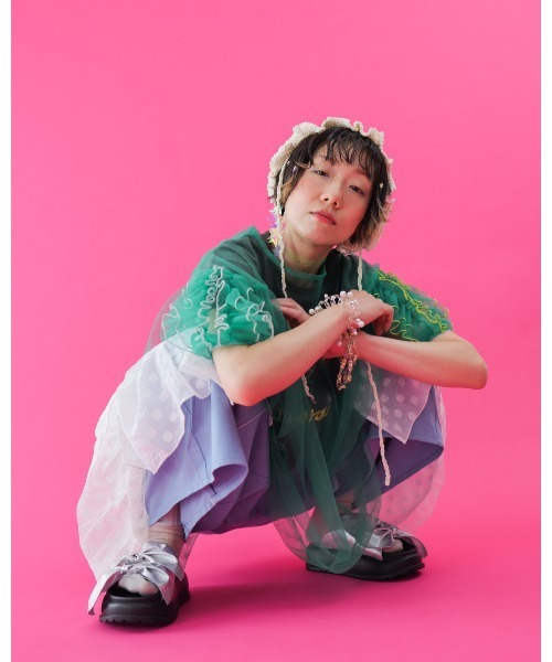 unica（ユニカ）の「alphabetオーガンジースカートパンツ  laides（その他パンツ・レディース・ネイビー/チャコールグレー×ブラック/ライトブルー・F）」の16枚目の写真