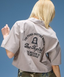 X-girl | ARCH LOGO AND FACE OPEN COLLAR CROPPED SHIRT(シャツ/ブラウス)