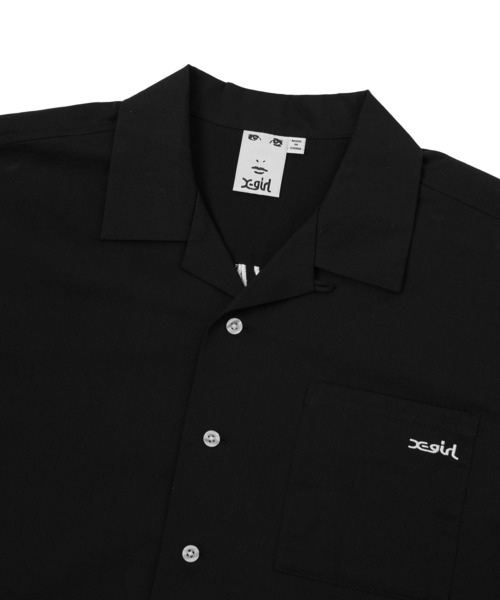 X-girl（エックスガール）の「ARCH LOGO AND FACE OPEN COLLAR CROPPED SHIRT（シャツ/ブラウス・レディース・ブラック/ベージュ/ピンク・S/M）」の16枚目の写真