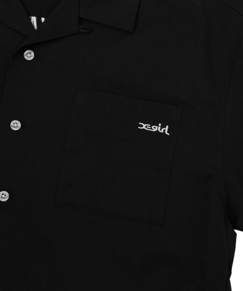 X-girl（エックスガール）の「ARCH LOGO AND FACE OPEN COLLAR CROPPED SHIRT（シャツ/ブラウス・レディース・ブラック/ベージュ/ピンク・S/M）」の18枚目の写真