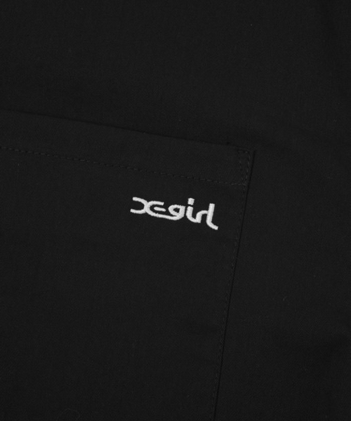 X-girl（エックスガール）の「ARCH LOGO AND FACE OPEN COLLAR CROPPED SHIRT（シャツ/ブラウス・レディース・ブラック/ベージュ/ピンク・S/M）」の5枚目の写真