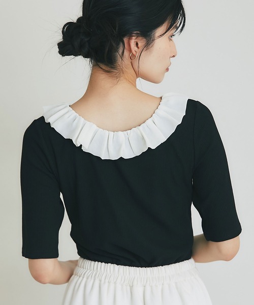 &. NOSTALGIA(アンドドットノスタルジア)の「前後2WAYバックリボンカットソー(Tシャツ/カットソー・レディース・グレー/ブラック・M)」の11枚目の写真