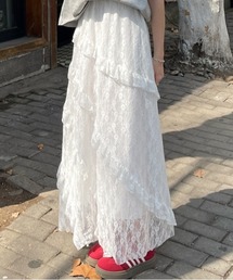 Vipoa（ヴィポア）の「frill race layered long skirt（スカート）」