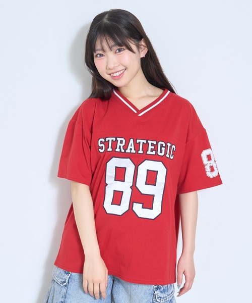 LOVETOXIC(ラブトキシック)の「【新色入荷♪】【LTXC/綿100%】ナンバーアップリケ半袖T(Tシャツ/カットソー・キッズ・トップグレー/ネイビー/オフホワイト/レッド/グリーン・L:160cm/S:140cm/M:150cm/130cm/S/M/L/SS/LL(170cm))」の5枚目の写真