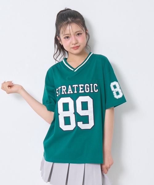 LOVETOXIC(ラブトキシック)の「【新色入荷♪】【LTXC/綿100%】ナンバーアップリケ半袖T(Tシャツ/カットソー・キッズ・トップグレー/ネイビー/オフホワイト/レッド/グリーン・L:160cm/S:140cm/M:150cm/130cm/S/M/L/SS/LL(170cm))」の4枚目の写真
