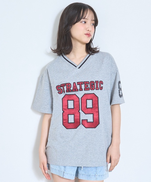 LOVETOXIC(ラブトキシック)の「【新色入荷♪】【LTXC/綿100%】ナンバーアップリケ半袖T(Tシャツ/カットソー・キッズ・トップグレー/ネイビー/オフホワイト/レッド/グリーン・L:160cm/S:140cm/M:150cm/130cm/S/M/L/SS/LL(170cm))」の3枚目の写真