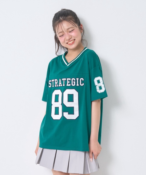 LOVETOXIC(ラブトキシック)の「【新色入荷♪】【LTXC/綿100%】ナンバーアップリケ半袖T(Tシャツ/カットソー・キッズ・トップグレー/ネイビー/オフホワイト/レッド/グリーン・L:160cm/S:140cm/M:150cm/130cm/S/M/L/SS/LL(170cm))」の19枚目の写真