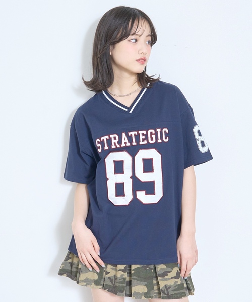 LTXC/綿100%】ナンバーアップリケ半袖T（Tシャツ/カットソー