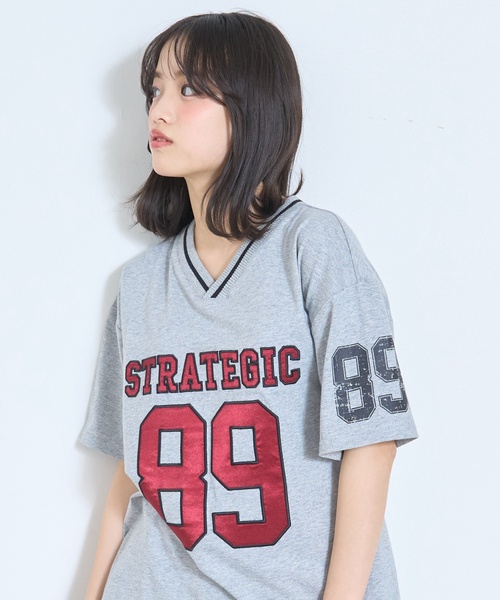 LOVETOXIC(ラブトキシック)の「【新色入荷♪】【LTXC/綿100%】ナンバーアップリケ半袖T(Tシャツ/カットソー・キッズ・トップグレー/ネイビー/オフホワイト/レッド/グリーン・L:160cm/S:140cm/M:150cm/130cm/S/M/L/SS/LL(170cm))」の7枚目の写真