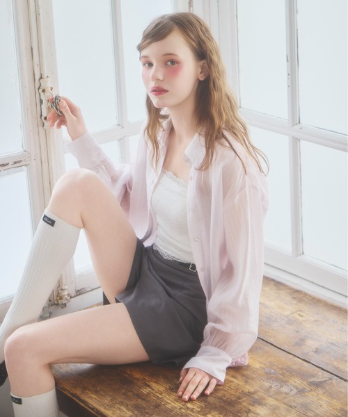 Heather(ヘザー)の「マルチWAYドッキングシャツ 666502(シャツ/ブラウス・レディース・ブルー系その他/ベージュ系その他/ピンク系その他/ホワイト系その他/ドット・FREE)」の4枚目の写真