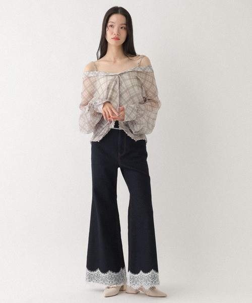Heather(ヘザー)の「マルチWAYドッキングシャツ 666502(シャツ/ブラウス・レディース・ブルー系その他/ベージュ系その他/ピンク系その他/ホワイト系その他/ドット・FREE)」の8枚目の写真