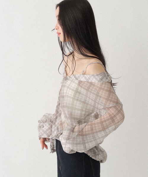 Heather(ヘザー)の「マルチWAYドッキングシャツ 666502(シャツ/ブラウス・レディース・ブルー系その他/ベージュ系その他/ピンク系その他/ホワイト系その他/ドット・FREE)」の13枚目の写真