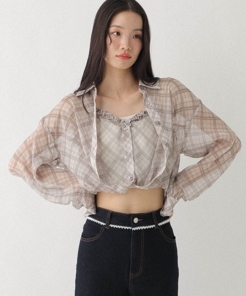 Heather(ヘザー)の「マルチWAYドッキングシャツ 666502(シャツ/ブラウス・レディース・ブルー系その他/ベージュ系その他/ピンク系その他/ホワイト系その他/ドット・FREE)」の16枚目の写真
