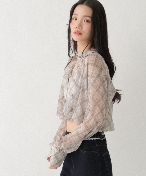 Heather(ヘザー)の「マルチWAYドッキングシャツ 666502(シャツ/ブラウス・レディース・ブルー系その他/ベージュ系その他/ピンク系その他/ホワイト系その他/ドット・FREE)」の17枚目の写真