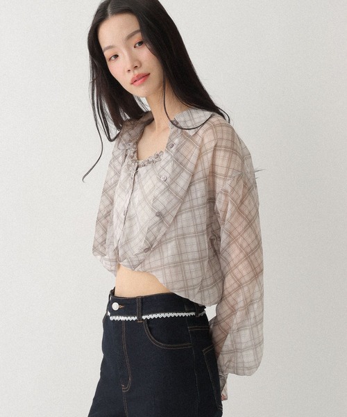 Heather(ヘザー)の「マルチWAYドッキングシャツ 666502(シャツ/ブラウス・レディース・ブルー系その他/ベージュ系その他/ピンク系その他/ホワイト系その他/ドット・FREE)」の18枚目の写真