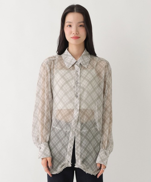 Heather(ヘザー)の「マルチWAYドッキングシャツ 666502(シャツ/ブラウス・レディース・ブルー系その他/ベージュ系その他/ピンク系その他/ホワイト系その他/ドット・FREE)」の19枚目の写真