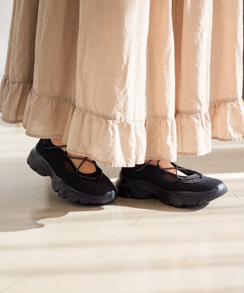 studio CLIP(スタディオクリップ)の「【軽量/抗菌防臭/クッションインソール】軽らくコードスニーカー(スニーカー・レディース・グレー/ブラック・MEDIUM/LARGE)」の3枚目の写真