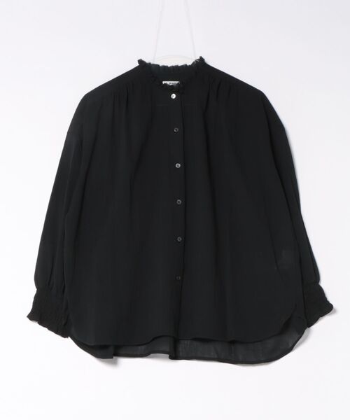 LA MARINE FRANCAISE(マリン フランセーズ)の「袖シャーリングフリルブラウス(シャツ/ブラウス・レディース・ホワイト/ブラック・FREE)」の1枚目の写真