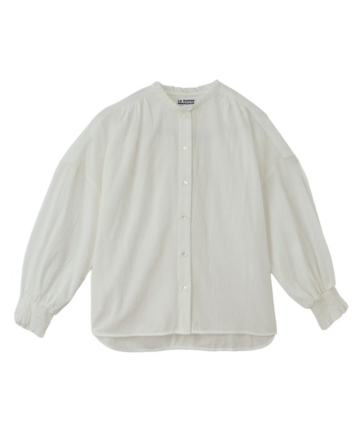 LA MARINE FRANCAISE（マリン フランセーズ）の「袖シャーリングフリルブラウス（シャツ/ブラウス・レディース・ホワイト/ブラック/ピンク・FREE）」の2枚目の写真