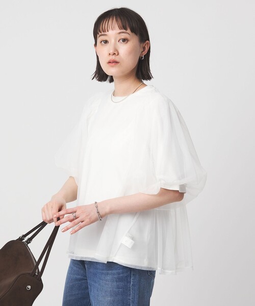 【極美品】double standard♢﻿チュールカットソー プルオーバー♢﻿ チュール 2WAY プルオーバー（Tシャツ/カットソー）｜green label
