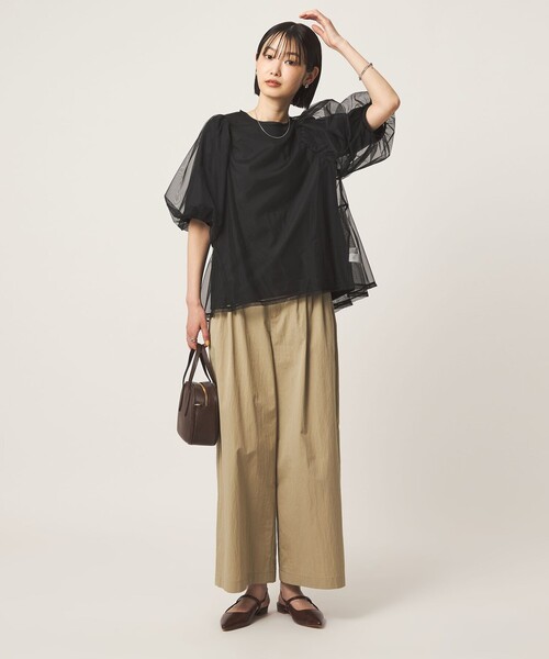 green label relaxing(グリーンレーベルリラクシング)の「チュール 2WAY プルオーバー(Tシャツ/カットソー・レディース・ベージュ/ブラック/オフホワイト・FREE)」の14枚目の写真