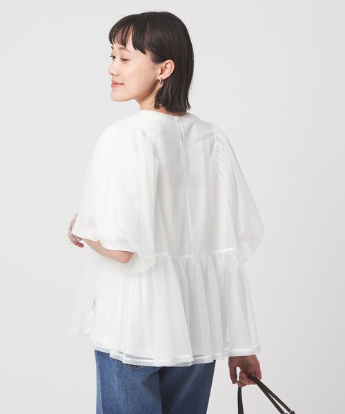 green label relaxing(グリーンレーベルリラクシング)の「チュール 2WAY プルオーバー(Tシャツ/カットソー・レディース・ベージュ/ブラック/オフホワイト・FREE)」の16枚目の写真