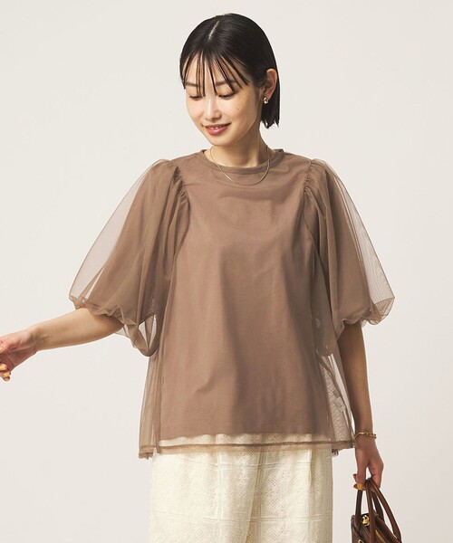 green label relaxing(グリーンレーベルリラクシング)の「チュール 2WAY プルオーバー(Tシャツ/カットソー・レディース・ベージュ/ブラック/オフホワイト・FREE)」の19枚目の写真