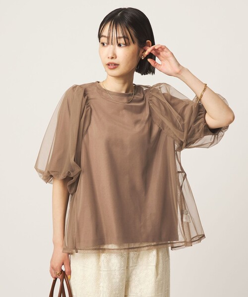 green label relaxing(グリーンレーベルリラクシング)の「チュール 2WAY プルオーバー(Tシャツ/カットソー・レディース・ベージュ/ブラック/オフホワイト・FREE)」の20枚目の写真