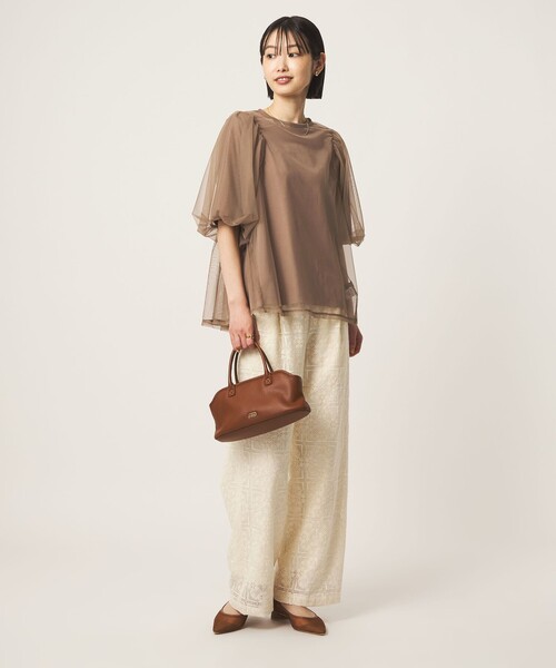 green label relaxing(グリーンレーベルリラクシング)の「チュール 2WAY プルオーバー(Tシャツ/カットソー・レディース・ベージュ/ブラック/オフホワイト・FREE)」の22枚目の写真