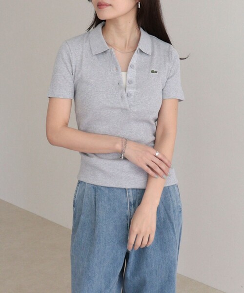 fredy emue（フレディエミュ）の「【LACOSTE/ラコステ】ワンポイントリブポロシャツ（ポロシャツ・レディース・オフホワイト/ブラック/ライトグレー・38）」の12枚目の写真