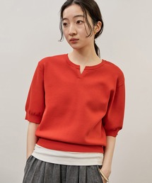 ADAM ET ROPE' | 2WAYキーネックハーフスリーブニット/接触冷感(ニット/セーター)