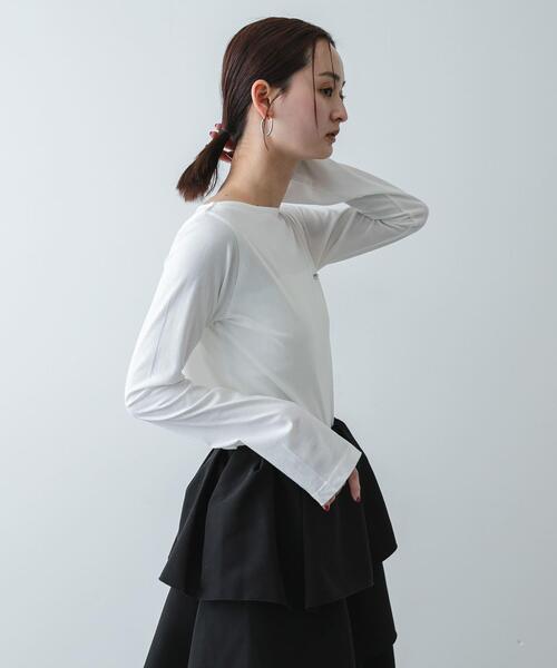 SENSE OF PLACE by URBAN RESEARCH（センスオブプレイスバイアーバンリサーチ）の「ストレートボートネックシアーTシャツ（Tシャツ/カットソー・レディース・オフホワイト/ブラック/ライトブルー・ONE）」の5枚目の写真