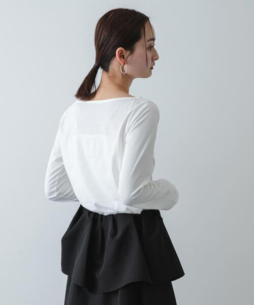 SENSE OF PLACE by URBAN RESEARCH（センスオブプレイスバイアーバンリサーチ）の「ストレートボートネックシアーTシャツ（Tシャツ/カットソー・レディース・オフホワイト/ブラック/ライトブルー・ONE）」の6枚目の写真