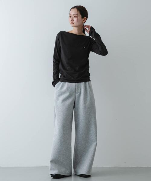 SENSE OF PLACE by URBAN RESEARCH（センスオブプレイスバイアーバンリサーチ）の「ストレートボートネックシアーTシャツ（Tシャツ/カットソー・レディース・オフホワイト/ブラック/ライトブルー・ONE）」の16枚目の写真