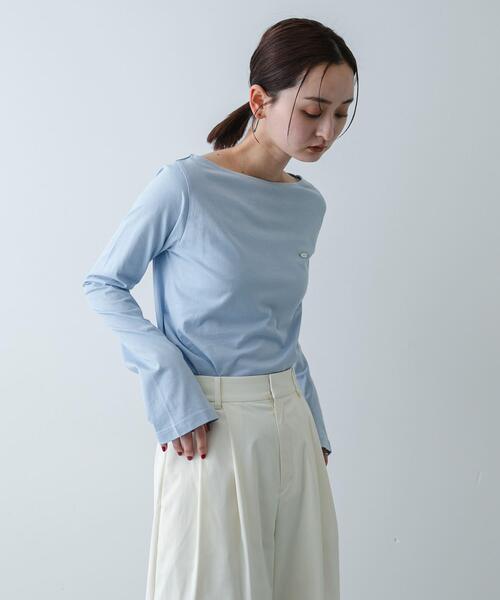 SENSE OF PLACE by URBAN RESEARCH（センスオブプレイスバイアーバンリサーチ）の「ストレートボートネックシアーTシャツ（Tシャツ/カットソー・レディース・オフホワイト/ブラック/ライトブルー・ONE）」の22枚目の写真