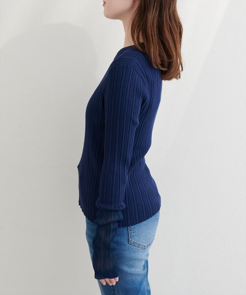 natural couture(ナチュラルクチュール)の「リネンタッチランダムリブプルオーバー(ニット/セーター・レディース・ネイビー/ピンク/イエロー・FREE)」の9枚目の写真