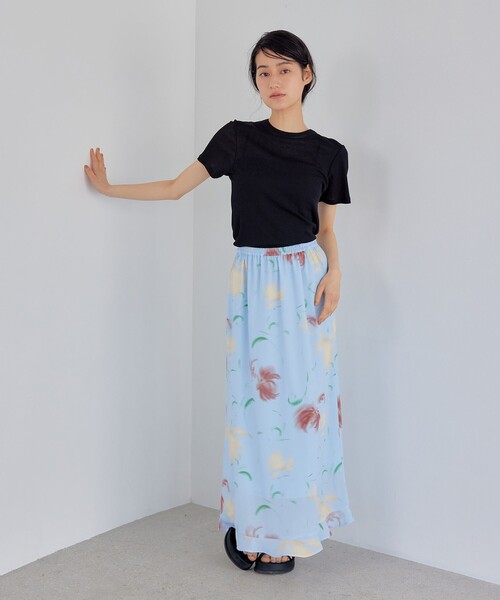 EMMEL REFINES（エメルリファインズ）の「＜EMMEL REFINES＞EM シアーテレコ クルーネック Tシャツ（Tシャツ/カットソー・レディース・ライトブルー/ライム/ブラック・FREE）」の5枚目の写真