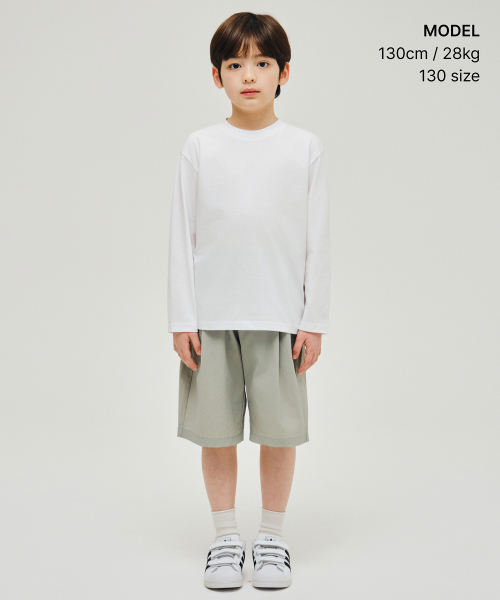 MUSINSA STANDARD KIDS（ムシンサスタンダードキッズ）の「クールタッチワンタックバミューダパンツ[ライトカーキ]（その他パンツ・レディース・その他・110/120/130/140/150/160）」の7枚目の写真