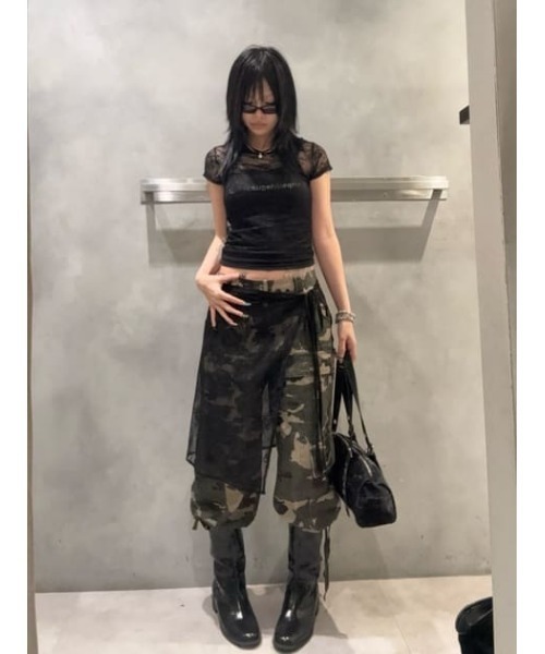 LAGUA GEM（ラグアジェム）の「MESH LACE WRAP スカート（スカート・レディース・ブラック/オフホワイト・FREE）」の15枚目の写真