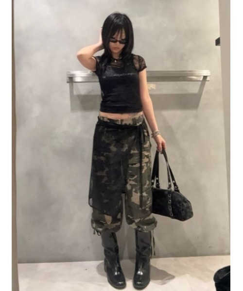 LAGUA GEM（ラグアジェム）の「MESH LACE WRAP スカート（スカート・レディース・ブラック/オフホワイト・FREE）」の17枚目の写真