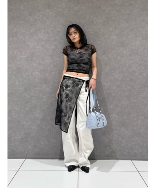 LAGUA GEM（ラグアジェム）の「MESH LACE WRAP スカート（スカート・レディース・ブラック/オフホワイト・FREE）」の18枚目の写真
