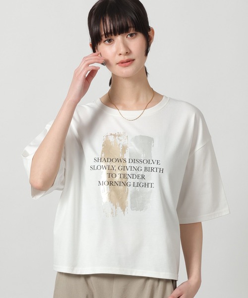 LAKOLE(ラコレ)の「【接触冷感】アソート箔プリントT / 664798(Tシャツ/カットソー・レディース・ホワイト/チャコール/ブラック/オフホワイト・MEDIUM/LARGE)」の15枚目の写真