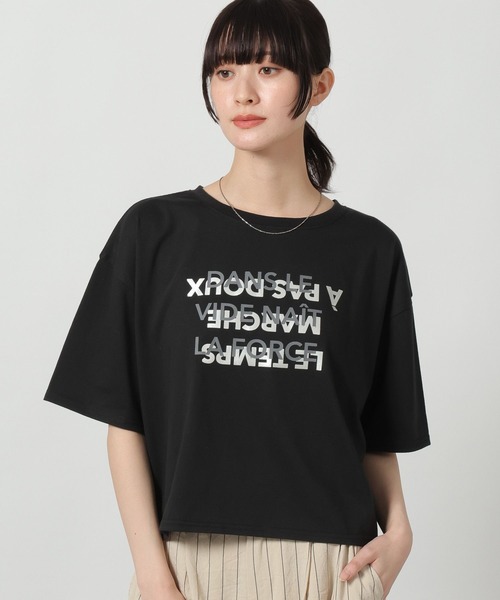 LAKOLE(ラコレ)の「【接触冷感】アソート箔プリントT / 664798(Tシャツ/カットソー・レディース・ホワイト/チャコール/ブラック/オフホワイト・MEDIUM/LARGE)」の18枚目の写真