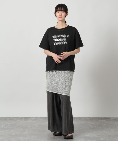 LAKOLE(ラコレ)の「【接触冷感】アソート箔プリントT / 664798(Tシャツ/カットソー・レディース・ホワイト/チャコール/ブラック/オフホワイト・MEDIUM/LARGE)」の21枚目の写真