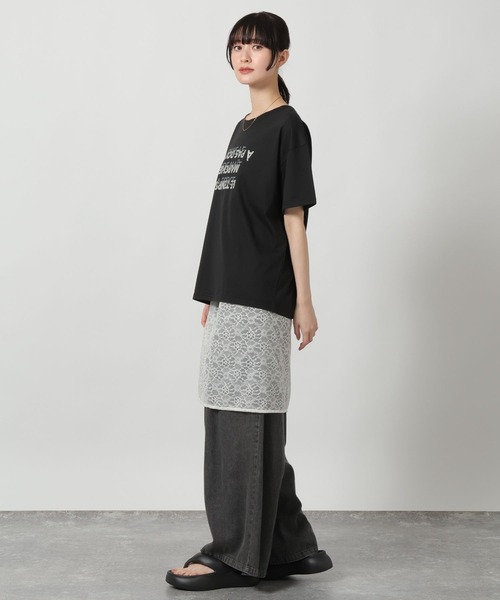 LAKOLE(ラコレ)の「【接触冷感】アソート箔プリントT / 664798(Tシャツ/カットソー・レディース・ホワイト/チャコール/ブラック/オフホワイト・MEDIUM/LARGE)」の22枚目の写真
